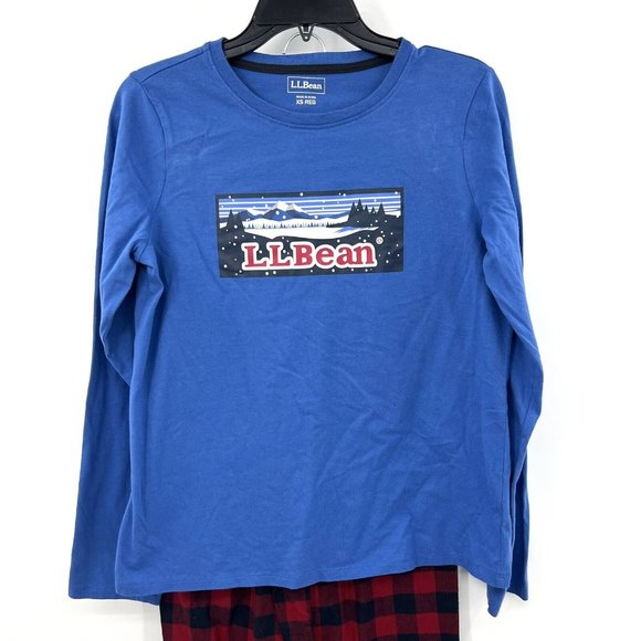 NWOT L.L. Bean Woman's 100% Cotton Camp PJ Pajama Set Blue Red Plaid Sz XS $55 - Picture 5 of 6